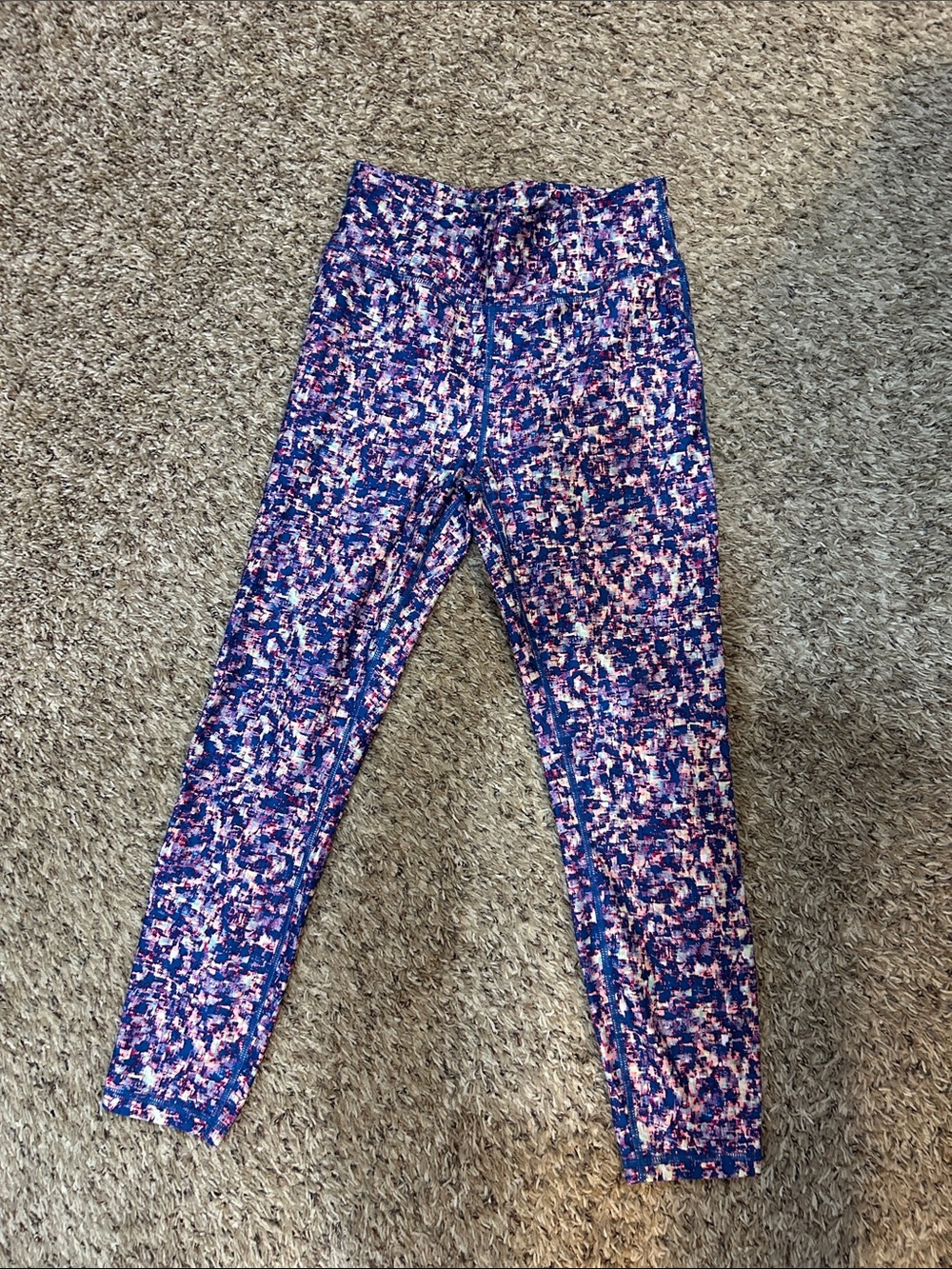 Avia Pink and Blue Printed Girls' Active Leggings